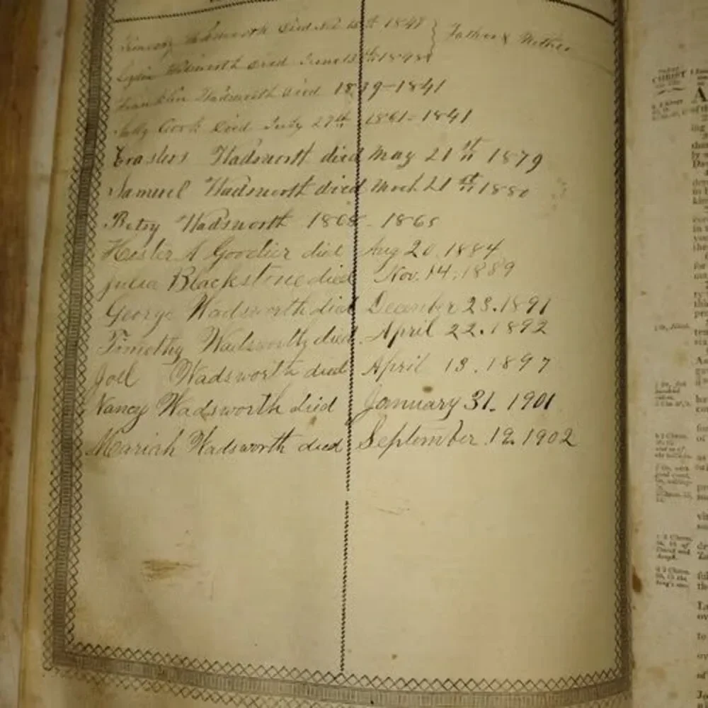 Wadsworth Family Bible M&E Phinney Stereotype Ed 1827 Leather Bound New Haven,CT